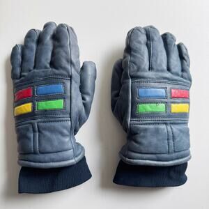 Vintage Mens Kombi 80s 90s Primary Colors Leather Ski Gloves Size M